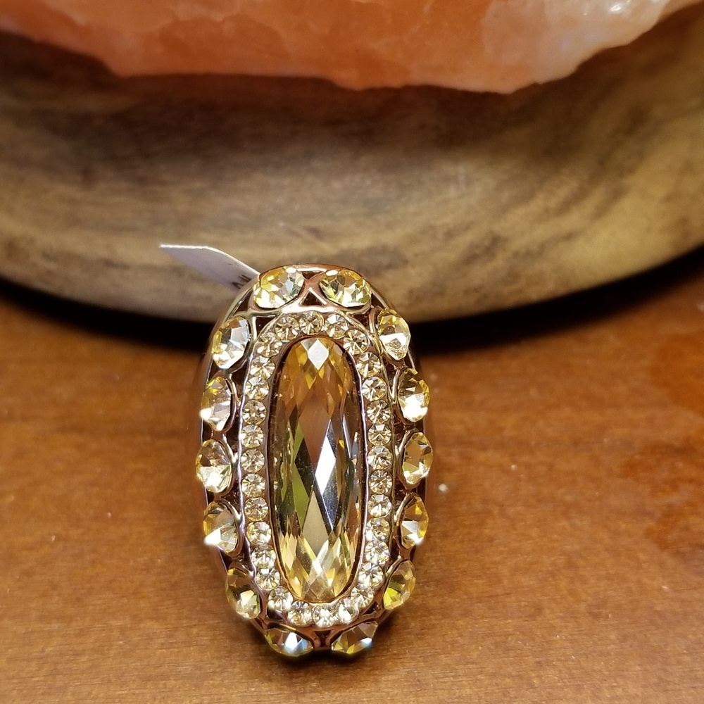 New Rose Gold Women Ring Swarovski Elements Sz 9